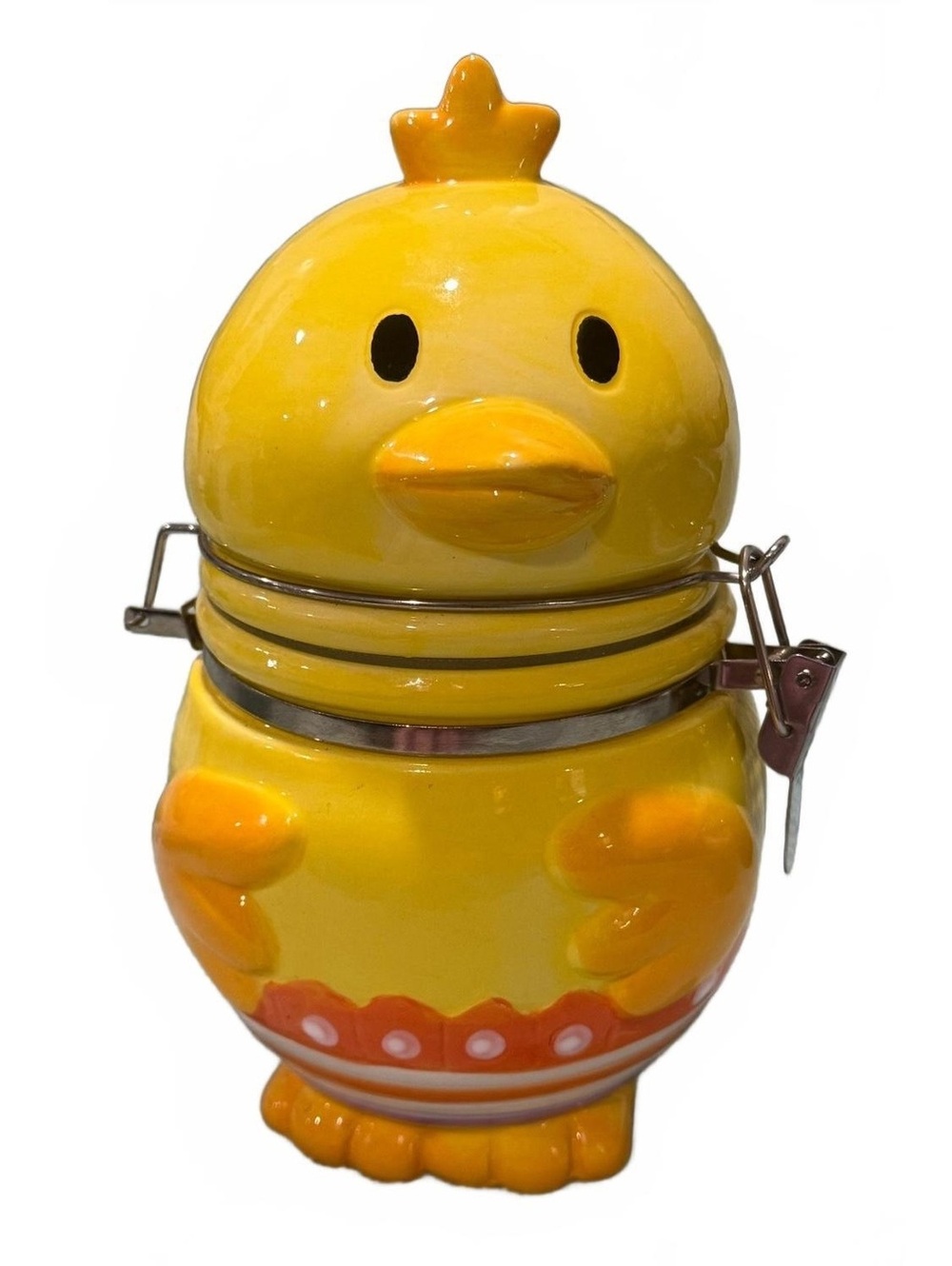 Ceramic Yellow Baby Chick Boston Warehouse Hinged Locking Lid Canister/Jar